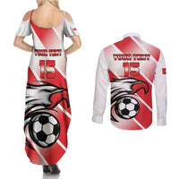 Custom Tunisia Football Couples Matching Summer Maxi Dress and Long Sleeve Button Shirt Eagle Mascot - Sporty Style