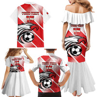 Custom Tunisia Football Family Matching Mermaid Dress and Hawaiian Shirt Eagle Mascot - Sporty Style