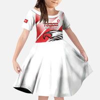 Custom Tunisia Football Family Matching Off The Shoulder Long Sleeve Dress and Hawaiian Shirt Eagle Mascot - Sporty Style