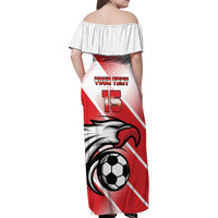 Custom Tunisia Football Family Matching Off Shoulder Maxi Dress and Hawaiian Shirt Eagle Mascot - Sporty Style