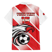 Custom Tunisia Football Family Matching Short Sleeve Bodycon Dress and Hawaiian Shirt Eagle Mascot - Sporty Style