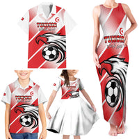 Custom Tunisia Football Family Matching Tank Maxi Dress and Hawaiian Shirt Eagle Mascot - Sporty Style