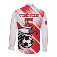 Custom Tunisia Football Long Sleeve Button Shirt Eagle Mascot - Sporty Style