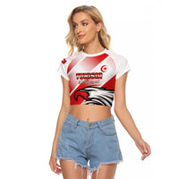 Custom Tunisia Football Raglan Cropped T Shirt Eagle Mascot - Sporty Style