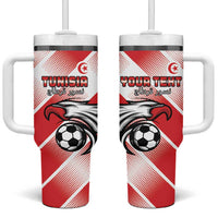 Custom Tunisia Football Tumbler With Handle Eagle Mascot - Sporty Style