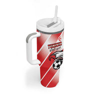Custom Tunisia Football Tumbler With Handle Eagle Mascot - Sporty Style