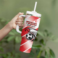 Custom Tunisia Football Tumbler With Handle Eagle Mascot - Sporty Style