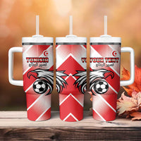 Custom Tunisia Football Tumbler With Handle Eagle Mascot - Sporty Style