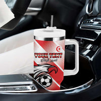 Custom Tunisia Football Tumbler With Handle Eagle Mascot - Sporty Style