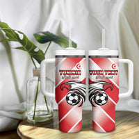 Custom Tunisia Football Tumbler With Handle Eagle Mascot - Sporty Style