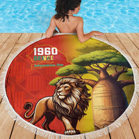 Senegal Independence Day Beach Blanket Lion With Baobab