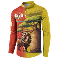 Senegal Independence Day Button Sweatshirt Lion With Baobab