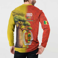 Senegal Independence Day Button Sweatshirt Lion With Baobab