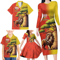 Senegal Independence Day Family Matching Long Sleeve Bodycon Dress and Hawaiian Shirt Lion With Baobab