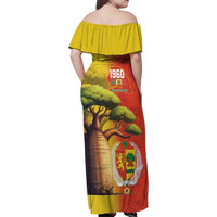 Senegal Independence Day Family Matching Off Shoulder Maxi Dress and Hawaiian Shirt Lion With Baobab