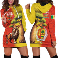 Senegal Independence Day Hoodie Dress Lion With Baobab