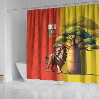 Senegal Independence Day Shower Curtain Lion With Baobab