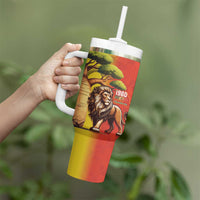 Senegal Independence Day Tumbler With Handle Lion With Baobab
