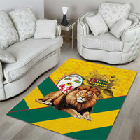 Togo Independence Day Area Rug Lion With Coat Of Arms Kente Pattern