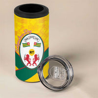 Togo Independence Day 4 in 1 Can Cooler Tumbler Lion With Coat Of Arms Kente Pattern