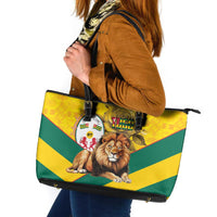Togo Independence Day Leather Tote Bag Lion With Coat Of Arms Kente Pattern