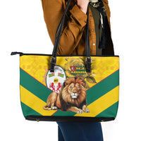 Togo Independence Day Leather Tote Bag Lion With Coat Of Arms Kente Pattern