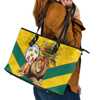 Togo Independence Day Leather Tote Bag Lion With Coat Of Arms Kente Pattern