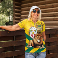 Togo Independence Day Women Polo Shirt Lion With Coat Of Arms Kente Pattern