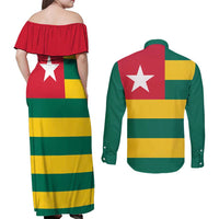 Togo Country Flag Couples Matching Off Shoulder Maxi Dress and Long Sleeve Button Shirt Togolese Independence