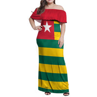 Togo Country Flag Family Matching Off Shoulder Maxi Dress and Hawaiian Shirt Togolese Independence