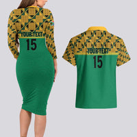 Custom South Africa Soccer Couples Matching Long Sleeve Bodycon Dress and Hawaiian Shirt Go Champions