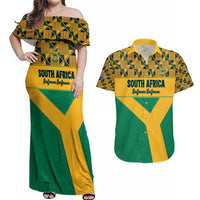 Custom South Africa Soccer Couples Matching Off Shoulder Maxi Dress and Hawaiian Shirt Go Champions