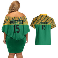 Custom South Africa Soccer Couples Matching Off Shoulder Short Dress and Hawaiian Shirt Go Champions