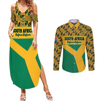 Custom South Africa Soccer Couples Matching Summer Maxi Dress and Long Sleeve Button Shirt Go Champions