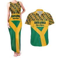 Custom South Africa Soccer Couples Matching Tank Maxi Dress and Hawaiian Shirt Go Champions
