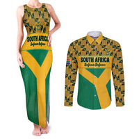 Custom South Africa Soccer Couples Matching Tank Maxi Dress and Long Sleeve Button Shirt Go Champions
