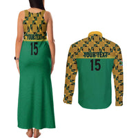 Custom South Africa Soccer Couples Matching Tank Maxi Dress and Long Sleeve Button Shirt Go Champions