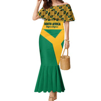 Custom South Africa Soccer Family Matching Mermaid Dress and Hawaiian Shirt Go Champions