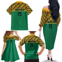 Custom South Africa Soccer Family Matching Off The Shoulder Long Sleeve Dress and Hawaiian Shirt Go Champions