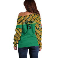 Custom South Africa Soccer Off Shoulder Sweater Go Champions