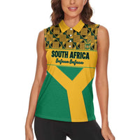 Custom South Africa Soccer Women Sleeveless Polo Shirt Go Champions