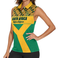 Custom South Africa Soccer Women Sleeveless Polo Shirt Go Champions