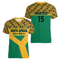 Custom South Africa Soccer Women V-Neck T-Shirt Go Champions