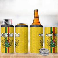 Custom Ghana Football 4 in 1 Can Cooler Tumbler Go Black Stars Go
