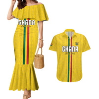 Custom Ghana Football Couples Matching Mermaid Dress and Hawaiian Shirt Go Black Stars Go