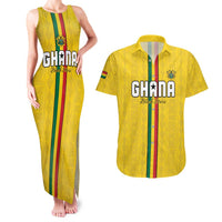 Custom Ghana Football Couples Matching Tank Maxi Dress and Hawaiian Shirt Go Black Stars Go
