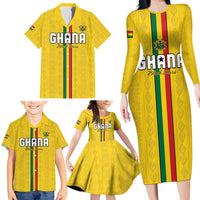 Custom Ghana Football Family Matching Long Sleeve Bodycon Dress and Hawaiian Shirt Go Black Stars Go
