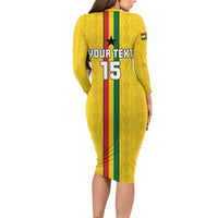 Custom Ghana Football Family Matching Long Sleeve Bodycon Dress and Hawaiian Shirt Go Black Stars Go
