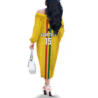 Custom Ghana Football Family Matching Off The Shoulder Long Sleeve Dress and Hawaiian Shirt Go Black Stars Go