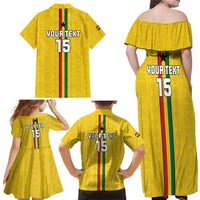 Custom Ghana Football Family Matching Off Shoulder Maxi Dress and Hawaiian Shirt Go Black Stars Go